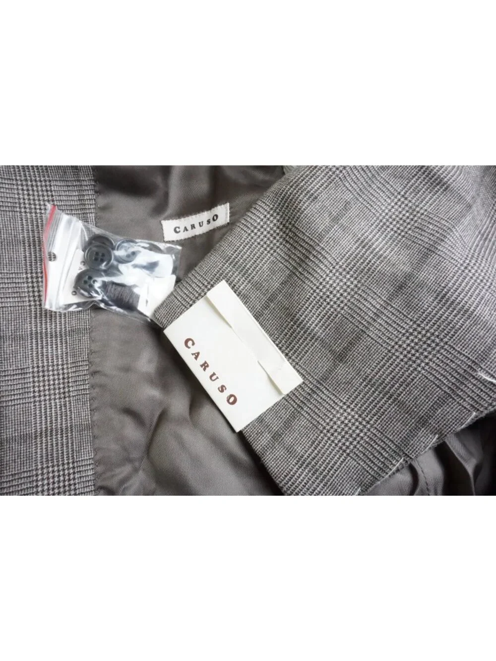 Caruso Gray Brown Plaid Flannel S110s Wool 2 Pc Suit Jacket Pant 42 US NEW